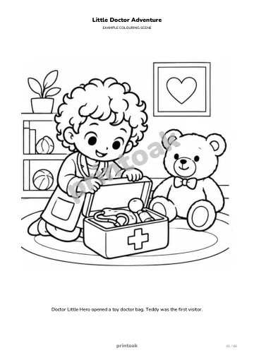Doctor The child opened a toy doctor bag. Teddy was the first visitor.