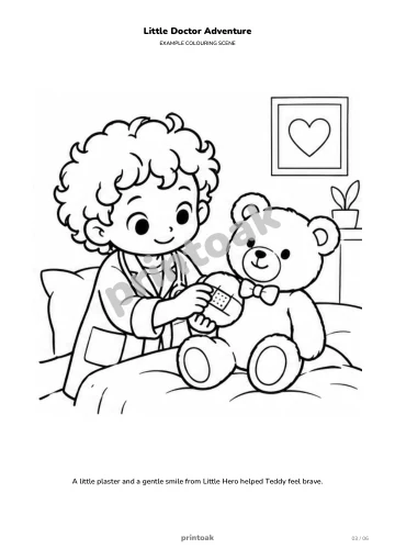 A little plaster and a gentle smile from The child helped Teddy feel brave.