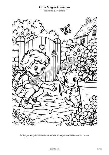At the garden gate, The child met a little dragon who could not find home.