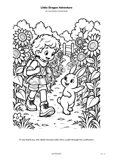 To say thank you, the rabbit showed The child a path through the sunflowers.