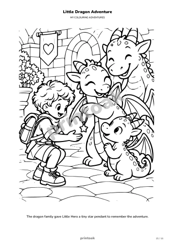 The dragon family gave The child a tiny star pendant to remember the adventure.