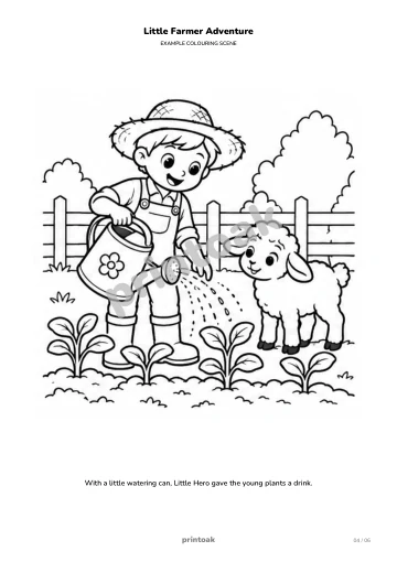 With a little watering can, The child gave the young plants a drink.