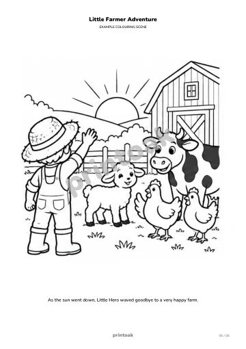 As the sun went down, The child waved goodbye to a very happy farm.