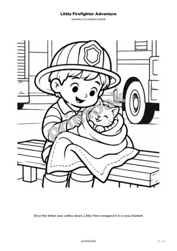 Once the kitten was safely down, The child wrapped it in a cosy blanket.