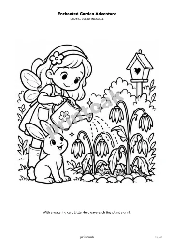 With a watering can, The child gave each tiny plant a drink.