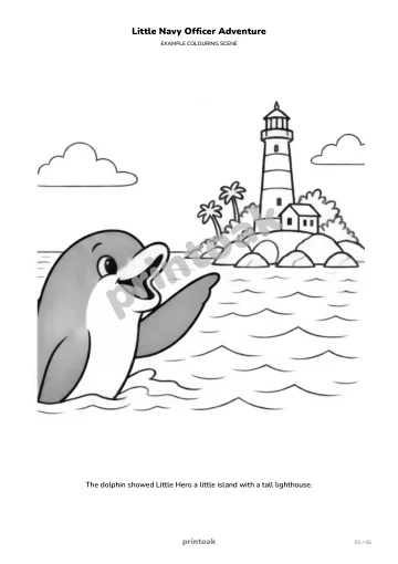 The dolphin showed The child a little island with a tall lighthouse.