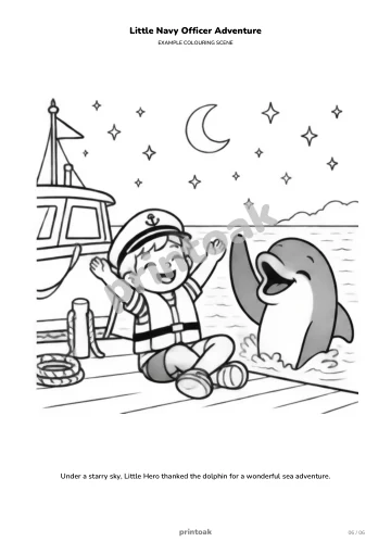 Under a starry sky, The child thanked the dolphin for a wonderful sea adventure.