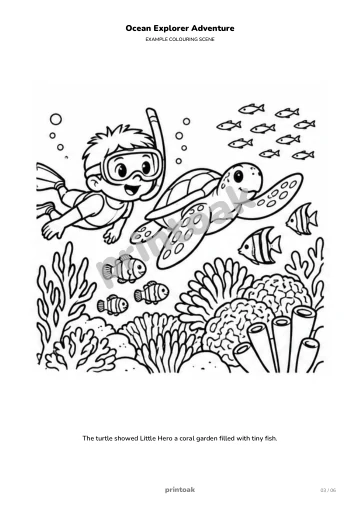 The turtle showed The child a coral garden filled with tiny fish.