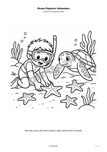 Near the coral, The child helped a little starfish find its friends.